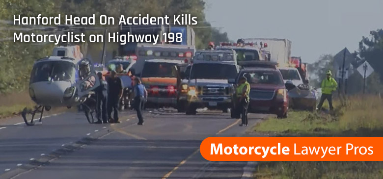 Hanford Head On Accident Kills Motorcyclist on Highway 198